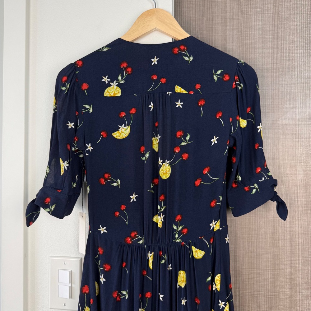 NEW Capulet Anthropologie Bettie Midi Shirtdress Navy Fruit Print Size Medium - Picture 10 of 15